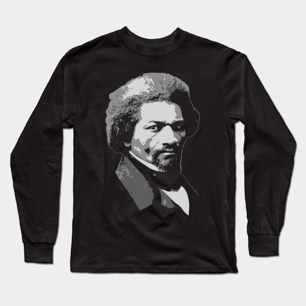 Frederick Douglass Black and White Long Sleeve T-Shirt by Nerd_art